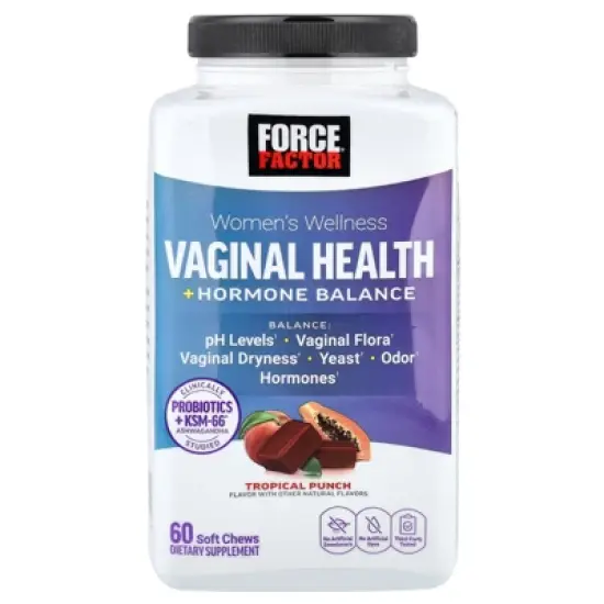 Force Factor Women's Wellness, Vaginal Health + Hormone Balance, Tropical Punch, 60 Soft Chews image {4}