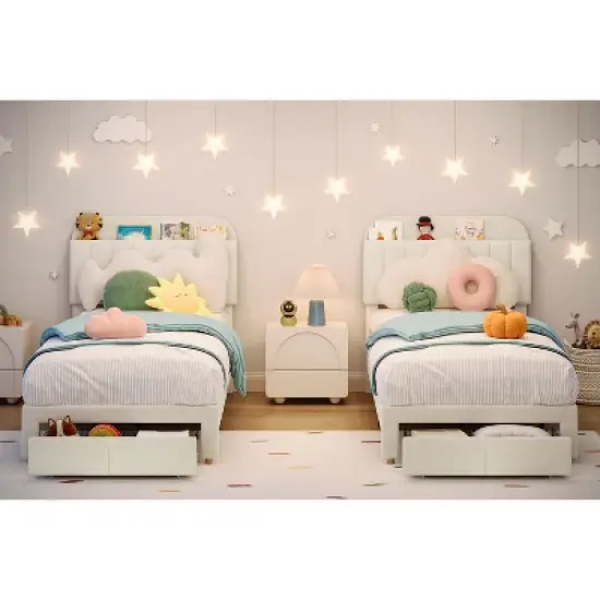 Twin Size Bed Frames with Storage Headboard,Twin Bed Frames with Storage drawer image {6}