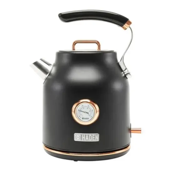 Haden Dorset 1.7 Liter Stainless Steel Electric Hot Water Kettle Bundled with 12 Cup Drip Coffee Maker Coffee Machine, Black & Copper image {1}