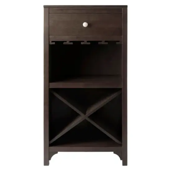 X-Shelf Drawer Wine Cabinet Wood/Coffee - Winsome image {1}