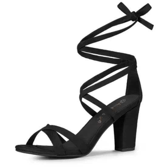 Allegra K Women's Lace Up High Block Heeled Sandals image {8}
