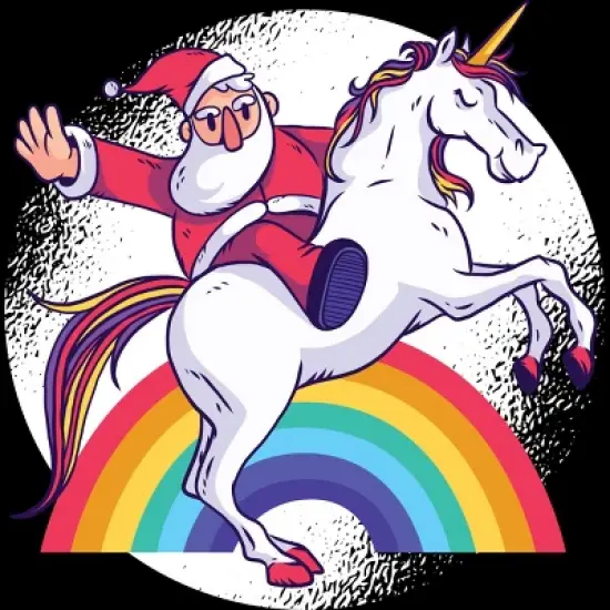 Men's Design By Humans Christmas Cartoon Santa Riding A Unicorn By rasok Tank Top image {1}