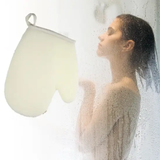 Unique Bargains Bath Shower Gloves 8.66"x7.09" Orange 1 Pc image {1}