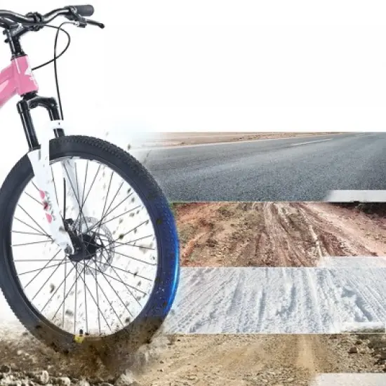 INFURNIC Bicycles, 24 Inch Mountain Bike, MTB with Height Adjustable Saddle and Handlebar for Teenager Childrens, Pink, 24.8"*37.2"*63.78" image {5}