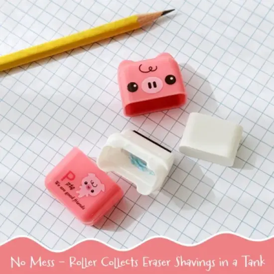 Wrapables Cute Animal Erasers with Clean Up Roller and Cover (Set of 6) image {2}