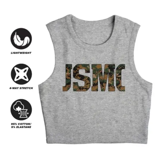 Women's US Marine Corps Usmc Camo Fill Sleeveless Crop Top Tank image {2}