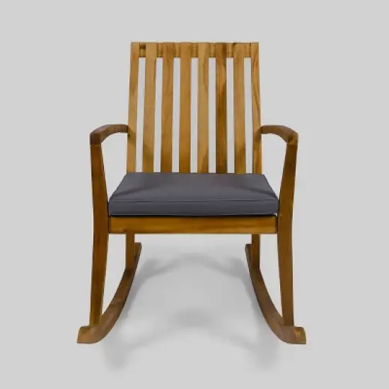 3pc Colmena Acacia Wood Rustic Rocking Chair Set with Side Table Teak - Christopher Knig image {2}