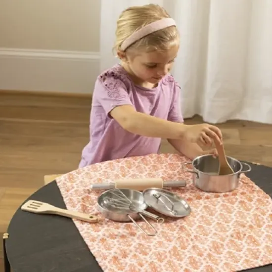 HearthSong Jr. Chef's 7-Piece Metal and Wood Kitchen Cooking Set for Kids' Pretend Play or Real Cooking image {5}