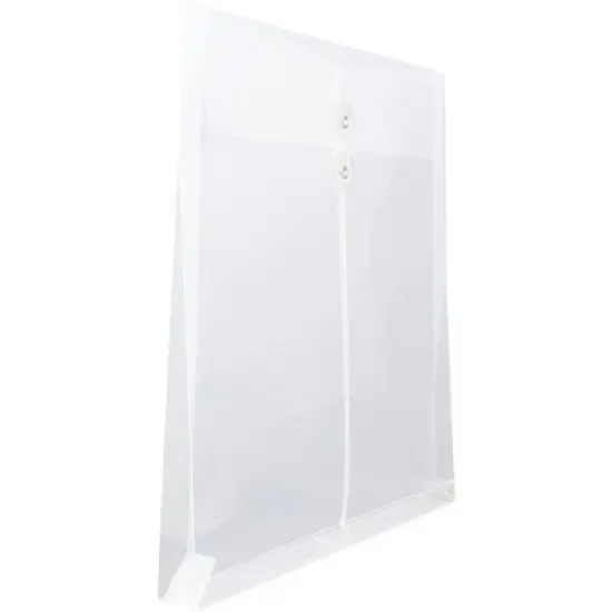 JAM Paper Plastic Envelopes with Button and String Tie Closure, Letter Open End, 9 3/4'' x 11 3/4'', Clear Poly, 12pk image {2}
