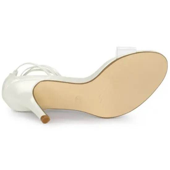 Allegra K Women's Clear Strap Stiletto Heel Lace Up Heels Sandals image {4}