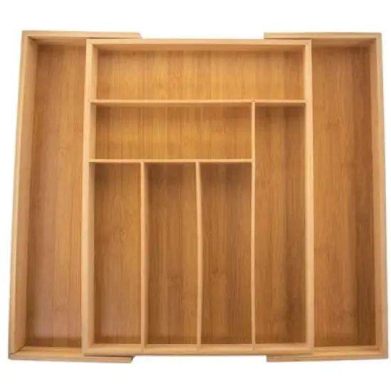5 Star Super Deals Bamboo Expandable Drawer Organizer, Utensils Holder 8  Adjustable Tray, Drawer Dividers Organizer for Silverware Flatware Knives image {5}