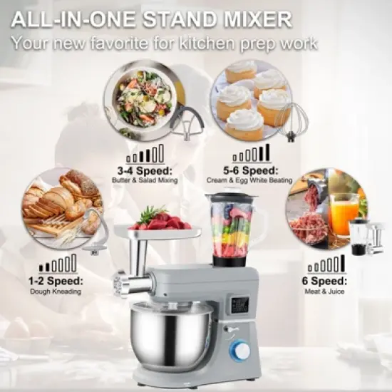 Mojgar 5 IN 1 Stand Mixer; 660W Tilt-Head Multifunctional Electric Mixer image {2}