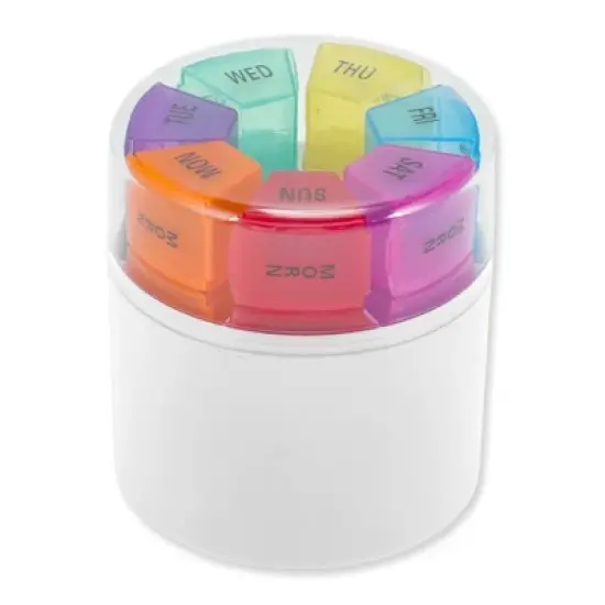 Unique Bargains 28 Grid Cylindrical Pill Case Colorful 1 Pc image {6}