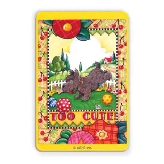 Mary Engelbreitg Too Cute Scottie Wooden Magnet image {1}