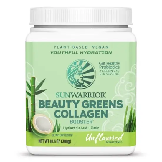 Sunwarrior Beauty Greens Powder, Plant-Based Hyaluronic Acid + Biotin Booster Powder, Unflavored or Pi&ntilde;a Colada, 300gm image {6}
