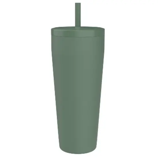 Zak Designs 30 fl oz Stainless Steel Straw Tumbler image {1}
