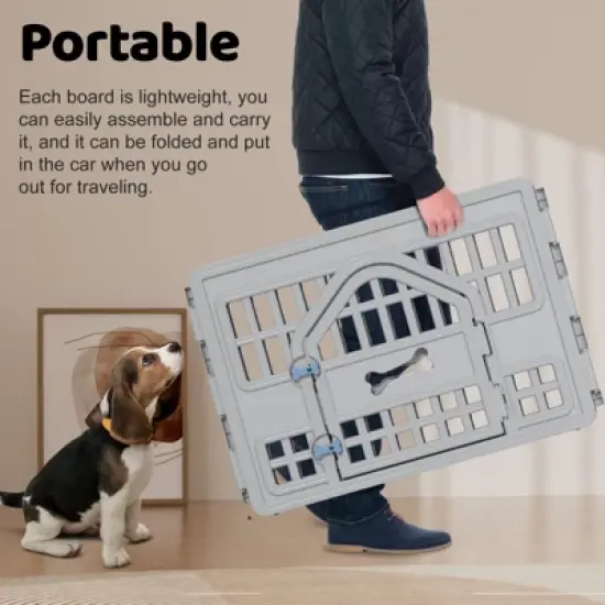 Decksplore 6-Panel Adjustable Pet Playpen with Safety Lock - Indoor/Outdoor Use, Gray image {1}