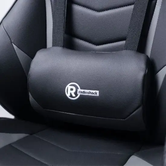 RadioShack Ergonomic Design Gaming Chair With Retractable Footrest And Armrests With Multiple Adjustability Levels Black and Gray 2606046 image {4}