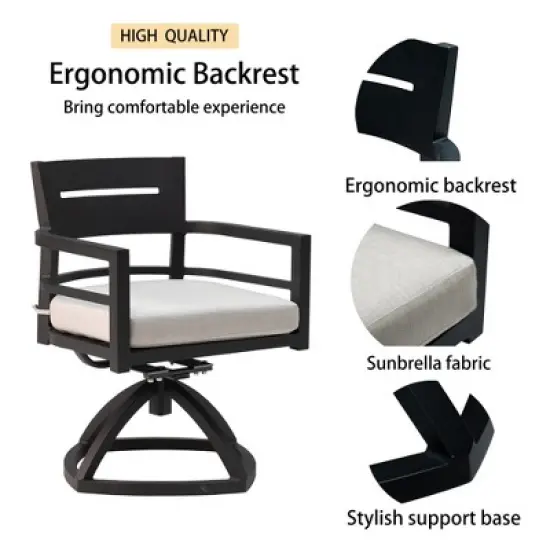 Christopher Knight Home Olivia Modern Aluminum Stable Base Swivel Chairs with Removable Sunbrella Cushions ( Set of 2) image {2}