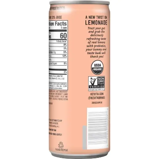 KeVita Peach Sparkling Prebiotic Lemonade - 12 fl oz image {2}