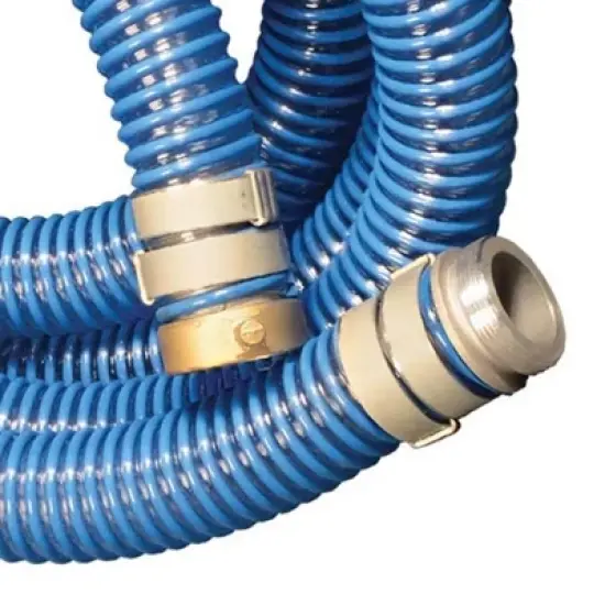 Apache 98106501 20 Foot Long 2 Inch Diameter 58 PSI Flexible PVC Industrial Pool Sump Pump Hose with Aluminum Pin Log and Short Shank Couplings, Blue image {3}