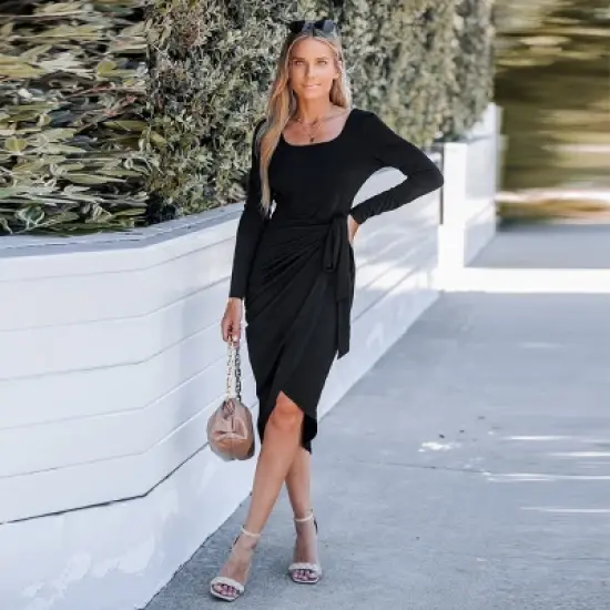 Women's Onyx Belted Wrap Midi Dress - Cupshe image {4}