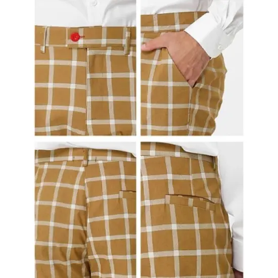 Lars Amadeus Men's Plaid Dress Pants Slim Fit Business Checked Trousers image {5}