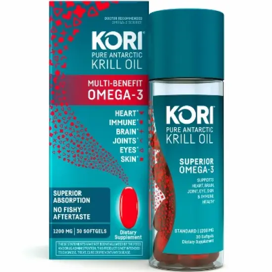 Kori Krill Oil Superior Omega-3 1200mg Standard Softgels - 30ct image {1}