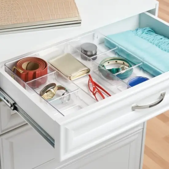7-Section Plastic Dresser Drawer Organizer - Clear image {3}