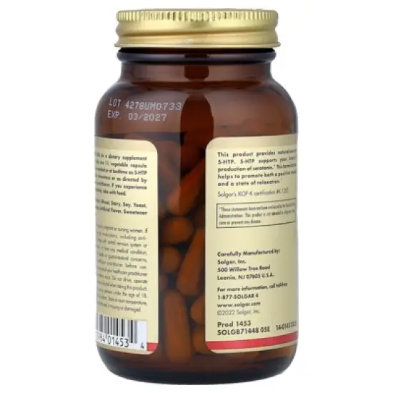 Solgar 5-HTP, 90 Vegetable Capsules image {2}