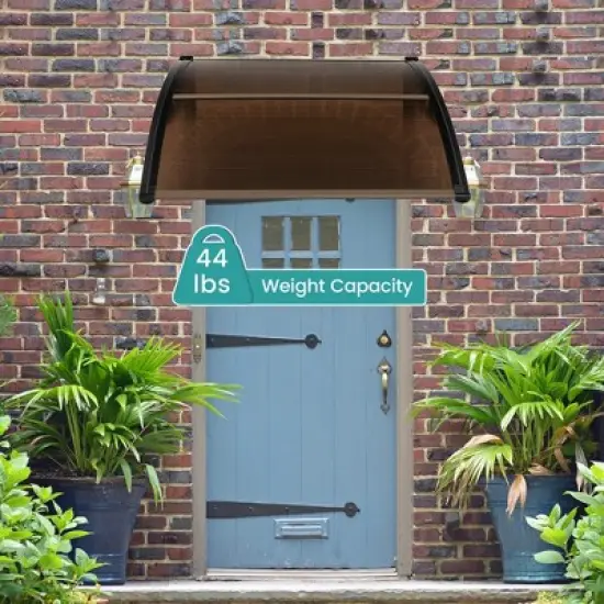 Costway 40'' x 40'' Patio Awning Canopy Outdoor Window Door Overhang Rain Snow Protection Coffee/Grey image {2}