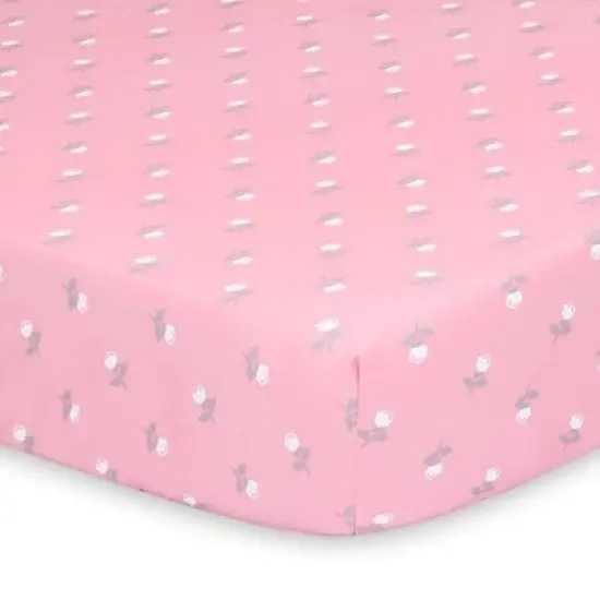 The Peanutshell Fitted Crib Sheets - Pink Roses and Ditsy Floral - 2pk image {2}
