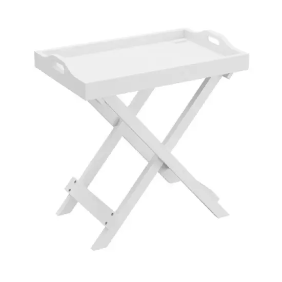 Hastings HomeFolding End Table with Wooden Stand and Removable Top Tray, White image {6}