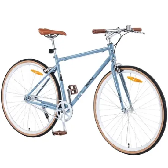 NAYSAYE Bicycle Single Speed Retro Style 700C Road Bike Steel Frame for Men and Women for City Rides, Blue and Gray, 64.97"*24.41"*38.52" image {5}