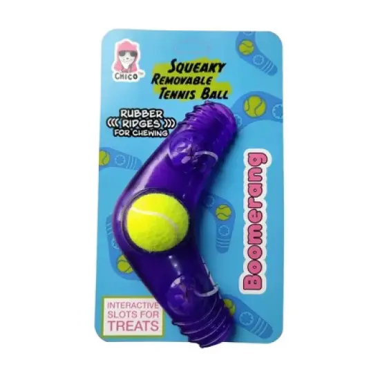 American Pet Supplies 7.5-Inch Boomerang with Treat Fill and Squeaker with Tennis Ball image {1}