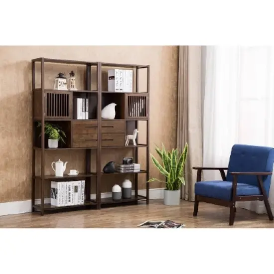 Selma Bamboo Bookcase Right Facing Spindle Cabinet - Boraam image {6}