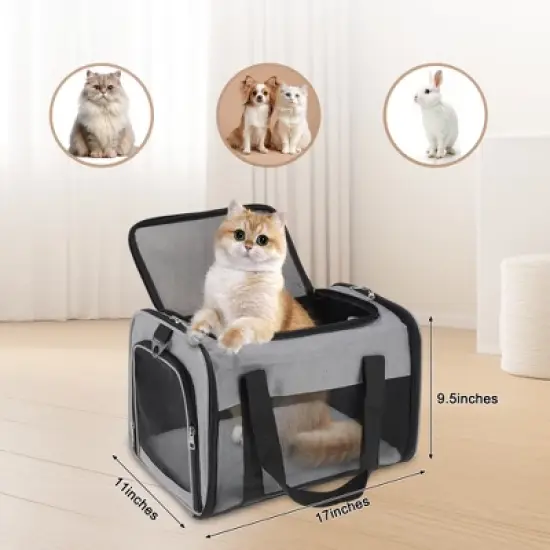 Unique Bargains Breathable Mesh Design Pet Carrier Grey 1 Pc image {2}