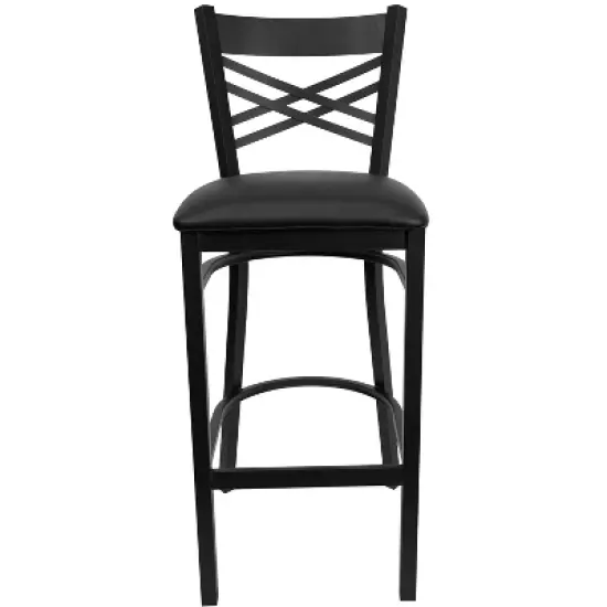 Flash Furniture Black ''X'' Back Metal Restaurant Barstool image {8}