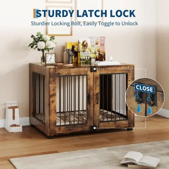 Dog Crate Furniture, 42.1" L Wooden Dog Kennel for Indoor Use, Stylish Dog Cage End Table image {6}