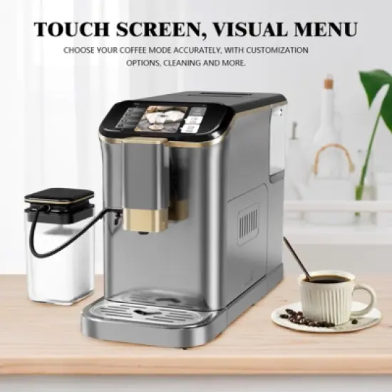 Super Automatic Espresso Machine 20 Bar High Pressure for Latte Espresso and Cappuccino, Stainless Steel Conical Burr Grinder image {2}