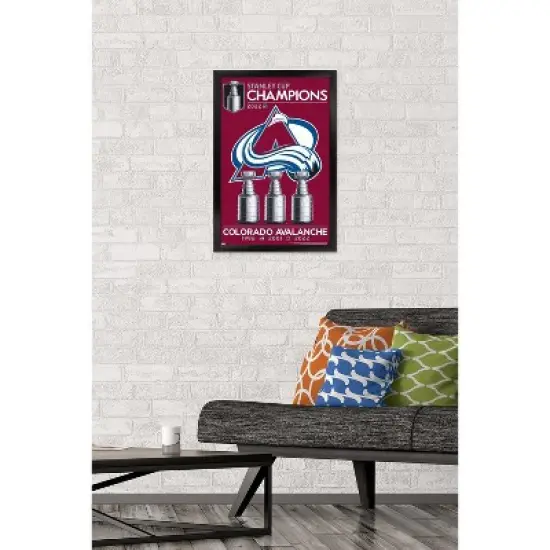 Trends International NHL Colorado Avalanche - 2022 Stanley Cup Team Logo Framed Wall Poster Prints image {1}