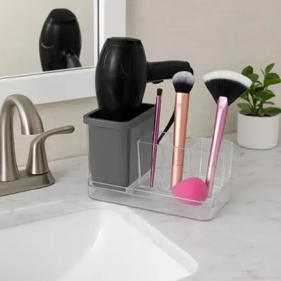 OnDisplay Acrylic Hair Tool & Makeup Organizer with Silicone Liner for Bathroom Vanity image {3}