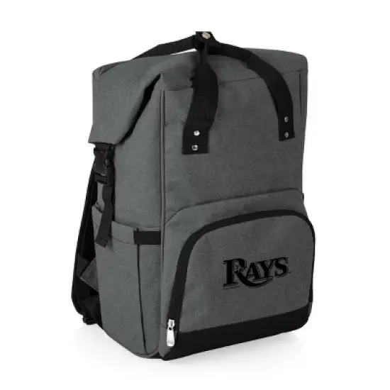 MLB Tampa Bay Rays On The Go Roll-Top Cooler Backpack - Heathered Gray image {1}