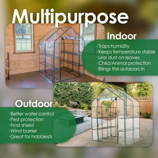Garden Elements Plastic Indoor/Outdoor Standing Greenhouse, Unvented, Clear, Large, 77" image {2}