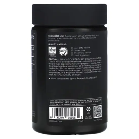 Sports Research CLA - 1250mg with Active Conjugated Linoleic Acid for Men and Women | Non-GMO, Soy & Gluten Free - 95% (90 Softgels) image {2}