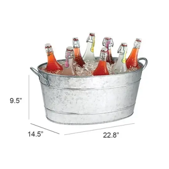 Royal Hampton 23 Inch Beverage Tub with 2 Handles, Galvanized Steel Construction image {2}
