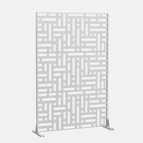 PexFix 72 in. x 47 in. Outdoor Metal Privacy Screen Garden Fence in Streets Pattern in White image {9}