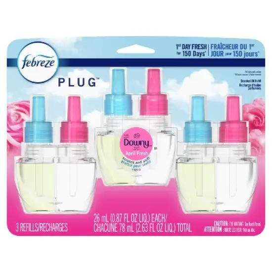 Febreze Odor-Fighting Fade Defy Plug Air Freshener Refill - Downy April Fresh - 0.87 fl oz/3pk image {7}