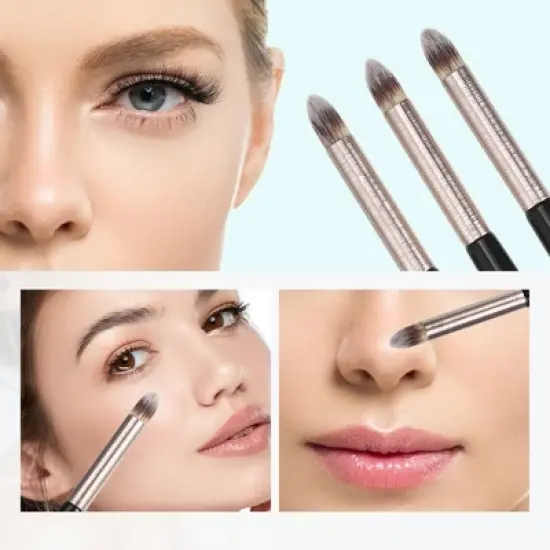 Unique Bargains Makeup Brushes and Sets Black 3 Pcs image {2}