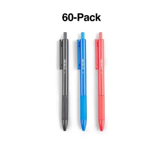 TRU RED Ballpoint Gripped Retractable Pens Med Point 1.0mm Blue/Black/Red TR59163 image {3}